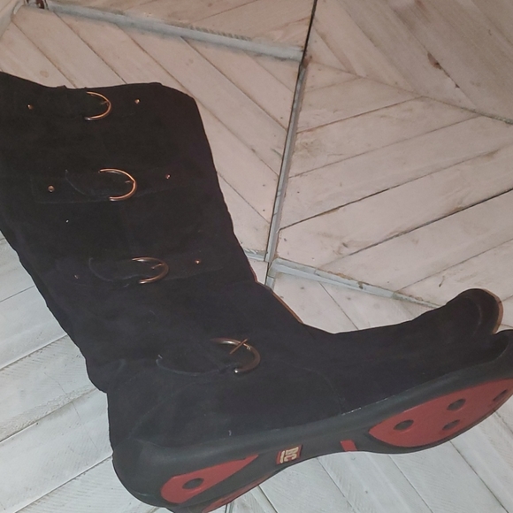 B. C Footware S. 10 Black Suede Knee High Boots - Picture 4 of 8